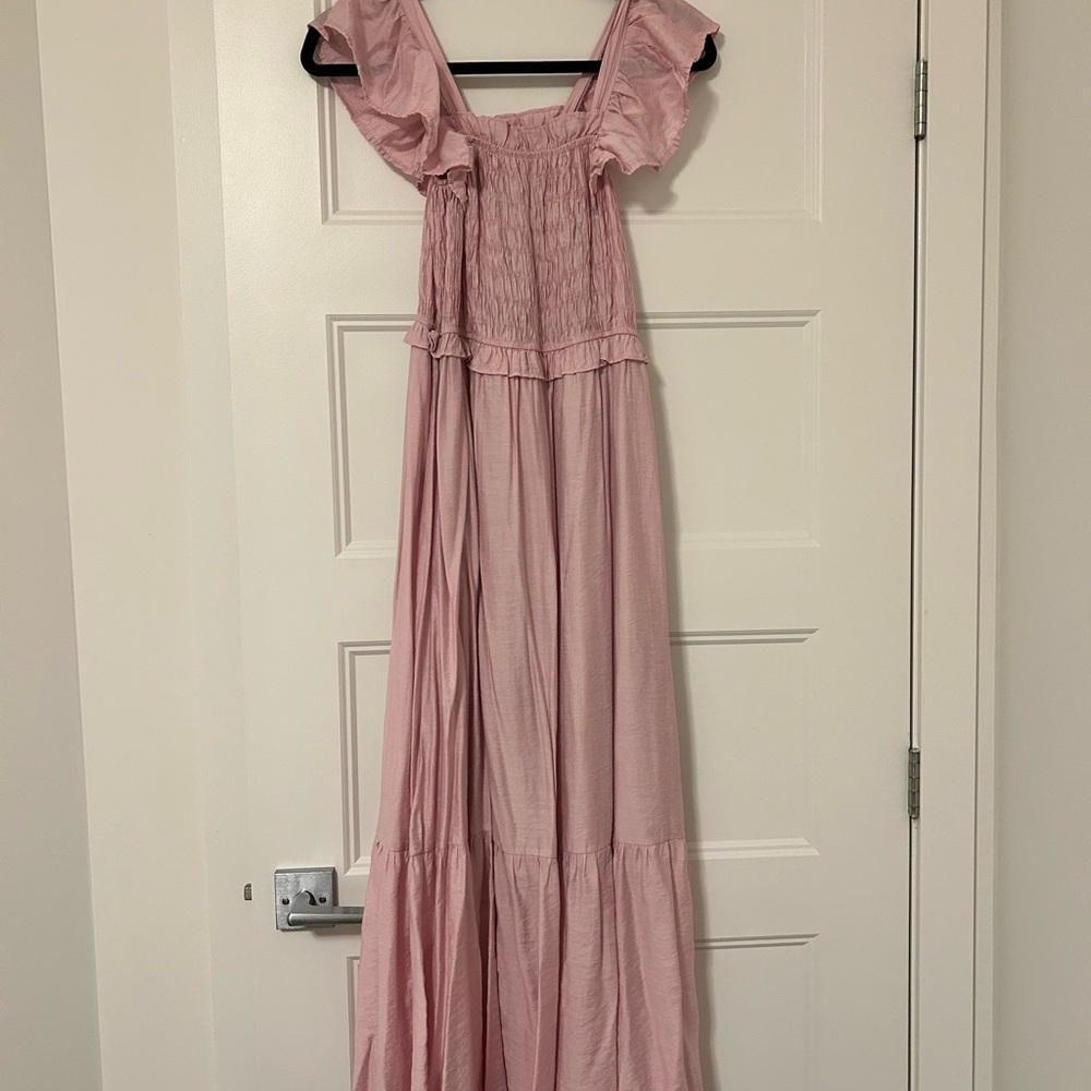 Moon River Blush Pink Ruffle Dress